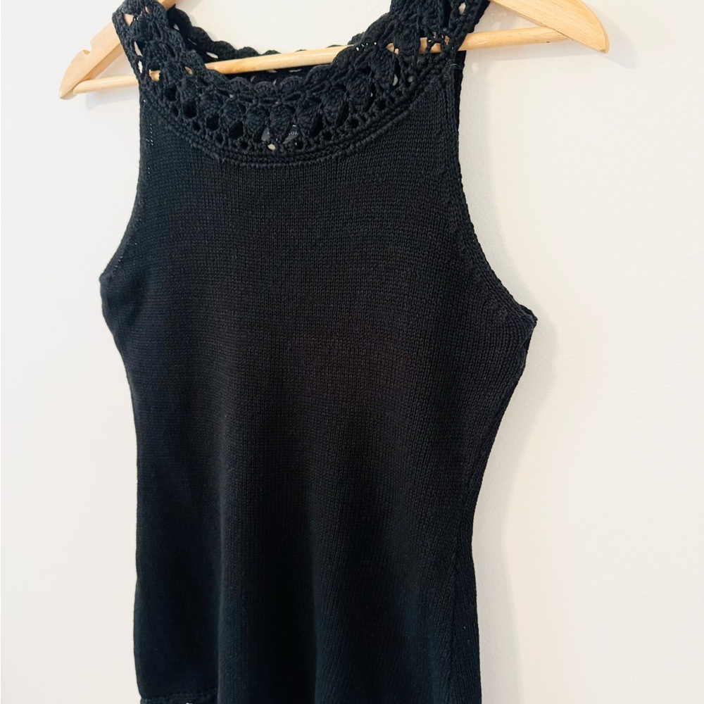 Ann Taylor Knit Crochet Trim Top